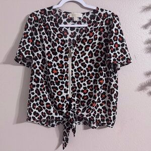 MICHAEL Michael Kors Black and Orange Animal Print Blouse